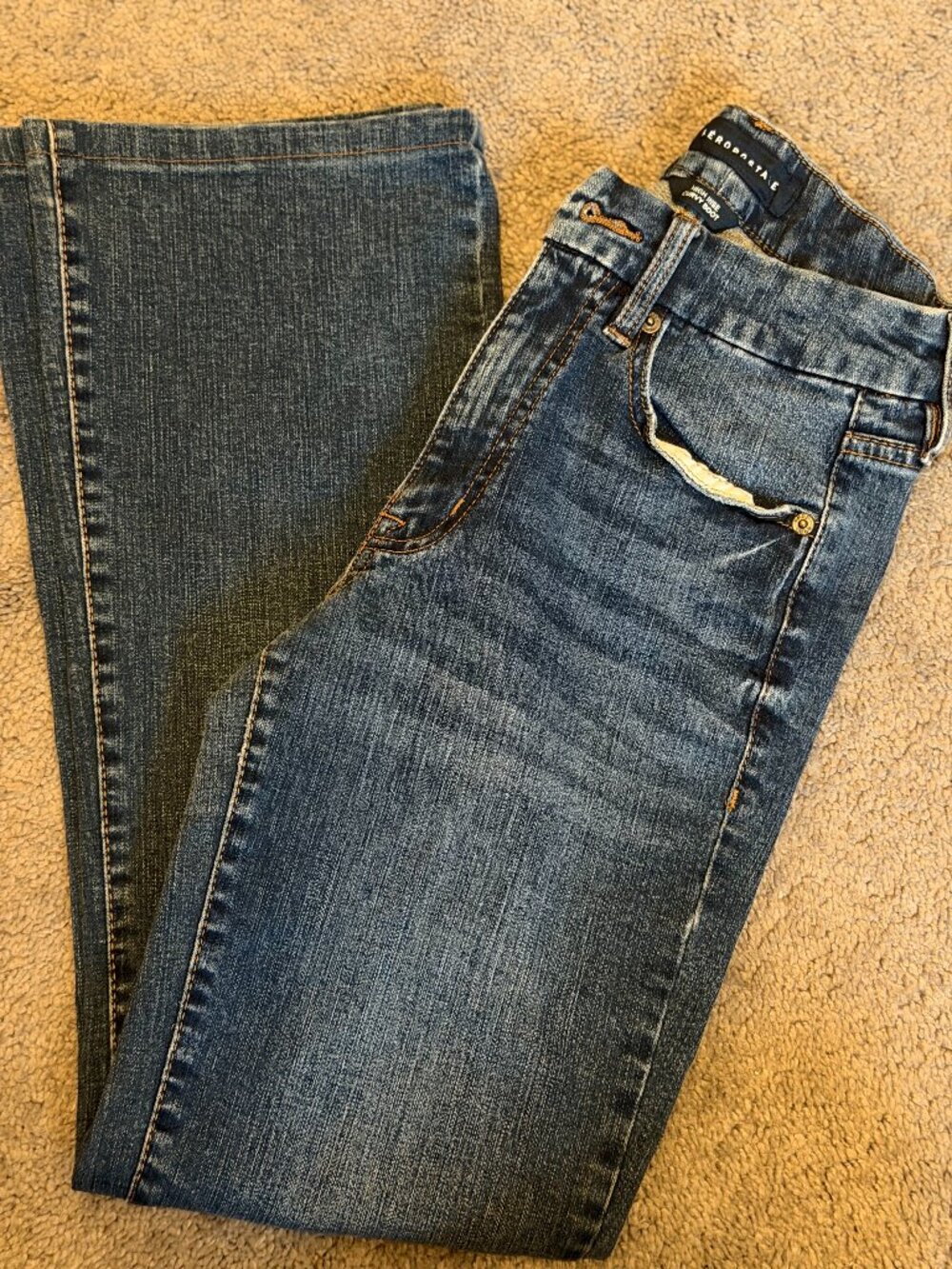 Aeropostale High Rise Curvy Bootcut Jeans, Size 2 Medium Wash